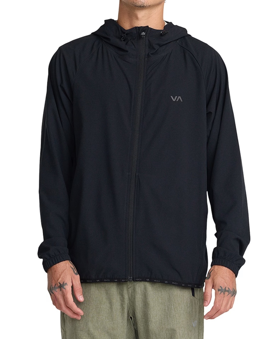RVCA Men's Black Lightweight Hooded Windbreaker